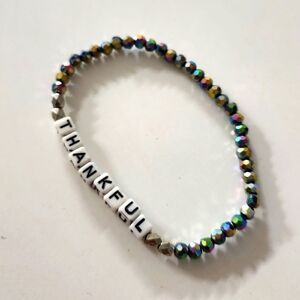 Iridescent Beaded 'Thankful' Bracelet New